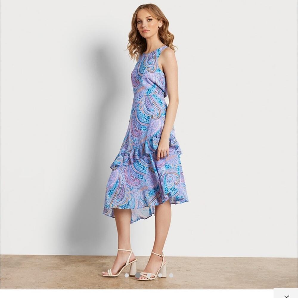 Sam Edelman NWT Summer Paisley Ruffled MIDI Dress, lined and gorgeous. - Picture 2 of 16
